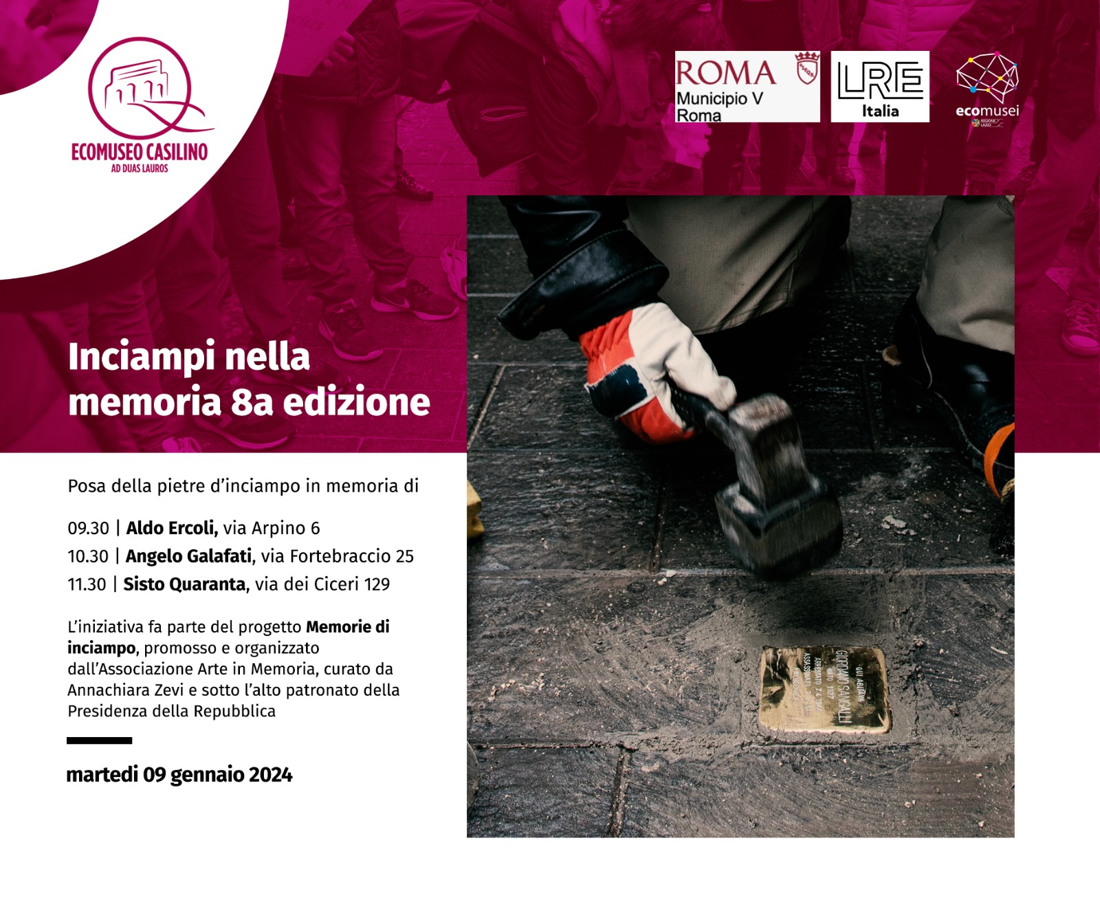 Installazione di 3 nuove pietre d’inciampo nel Municipio Roma V