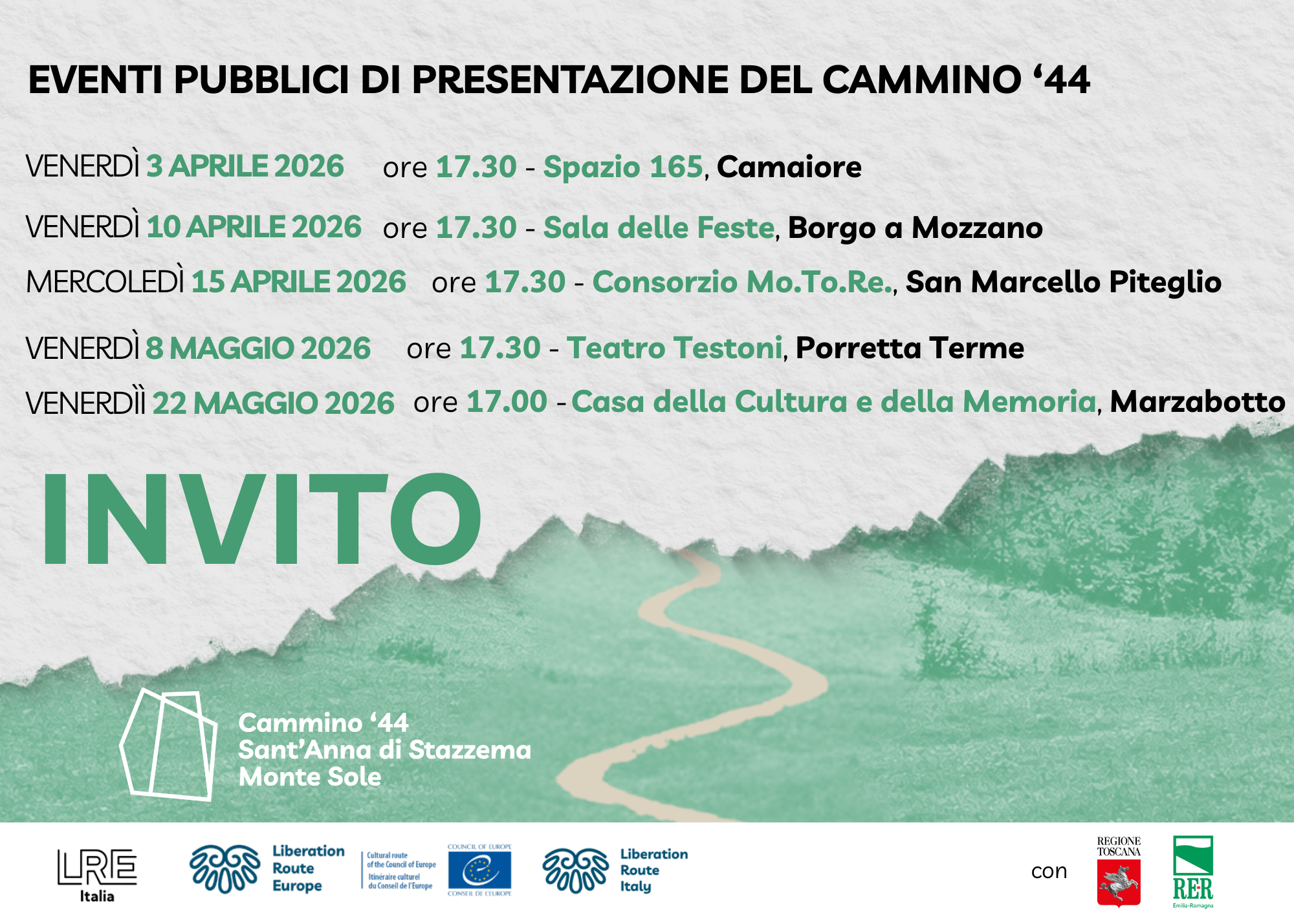 save the date generico con tutti gli incontri